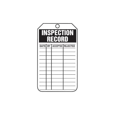 Accuform Safety Tags, INSPECTION RECORD, 5.75in x 3.25in, RP-Plastic, 5PK TRS249PTM